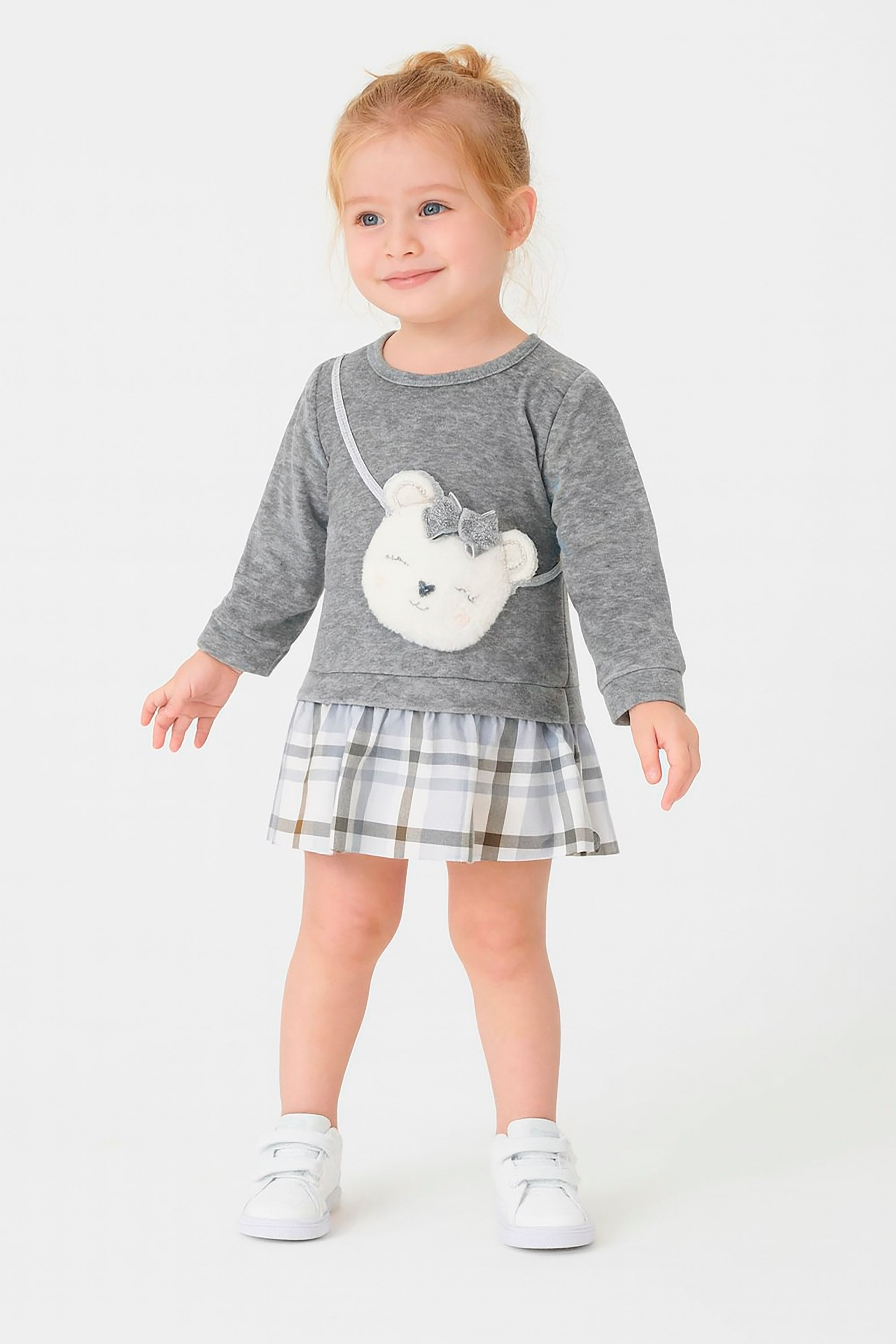 Vestido Infantil Cinza Little Bear