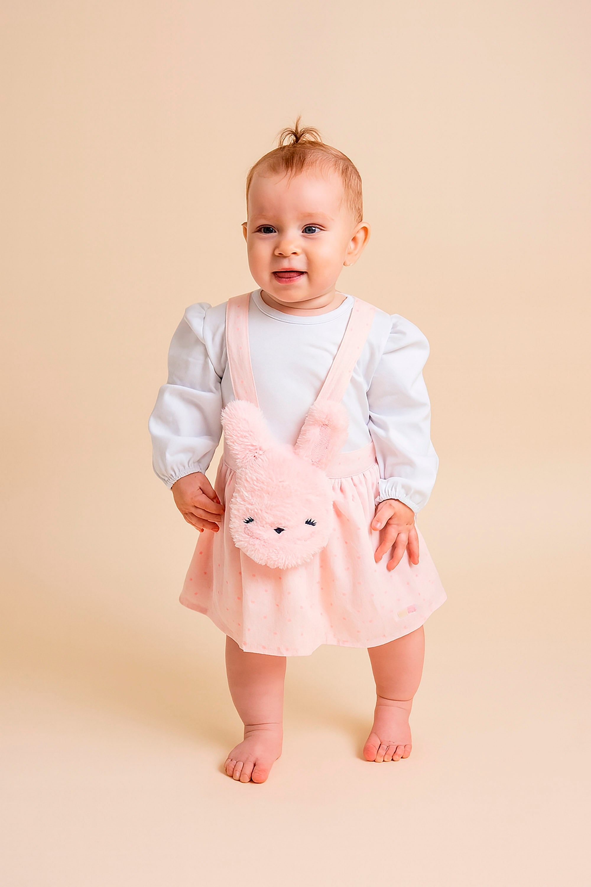 Conjunto Blusa e Salopete Coelhinho Rosa