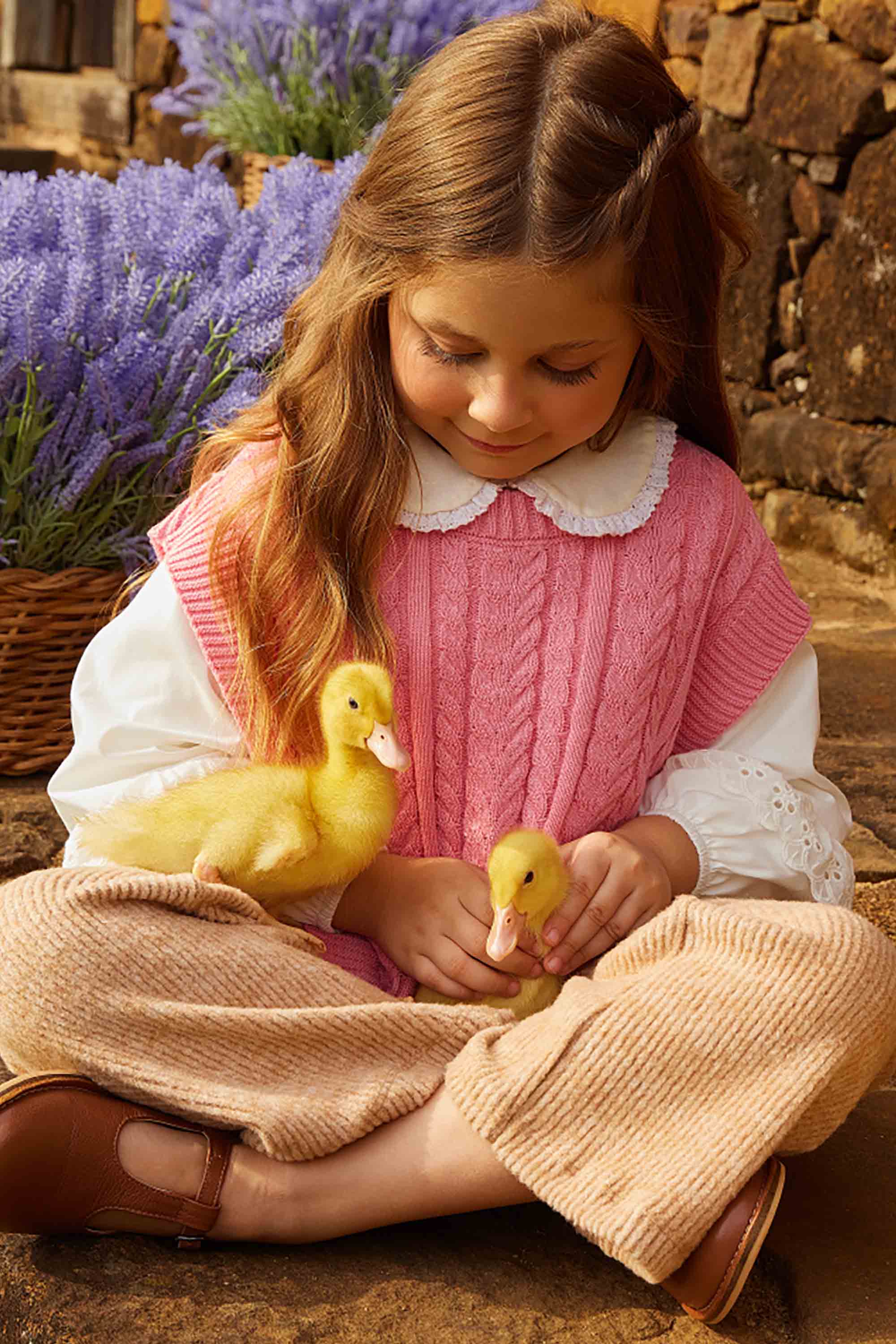 Colete Tricot Infantil Rosa