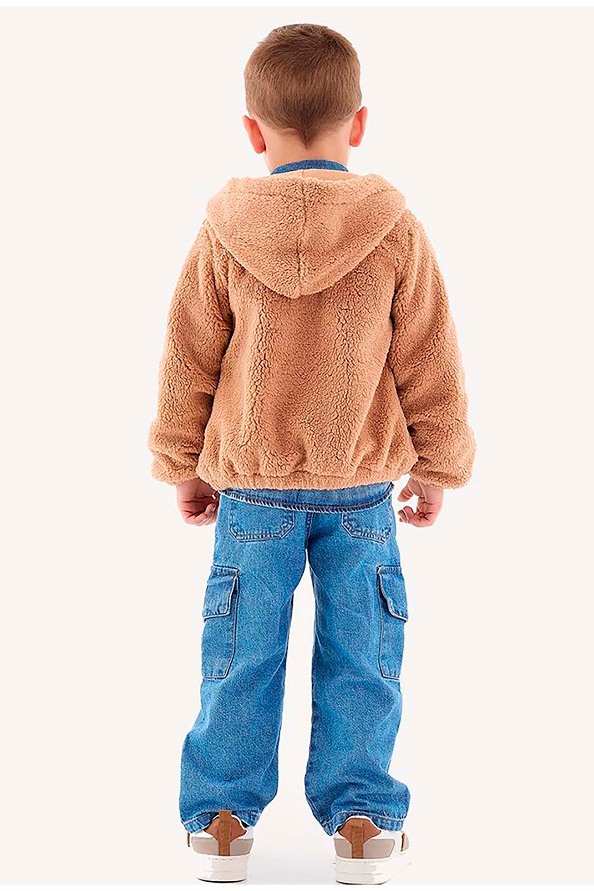 Jaqueta Infantil em Pelo e Forro Malha Marrom