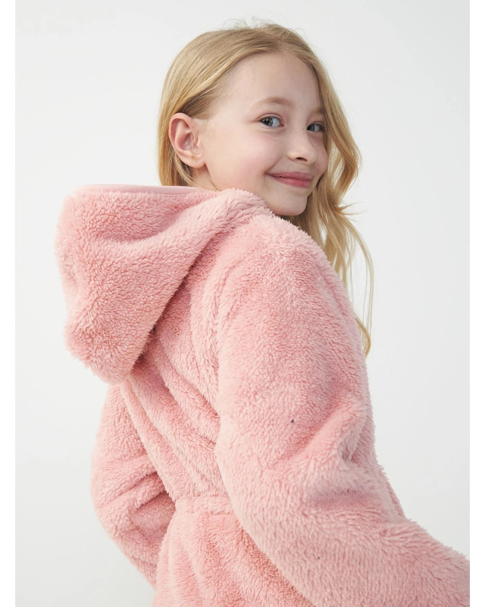 Casaco Infantil Peluciado Teddy Rosa