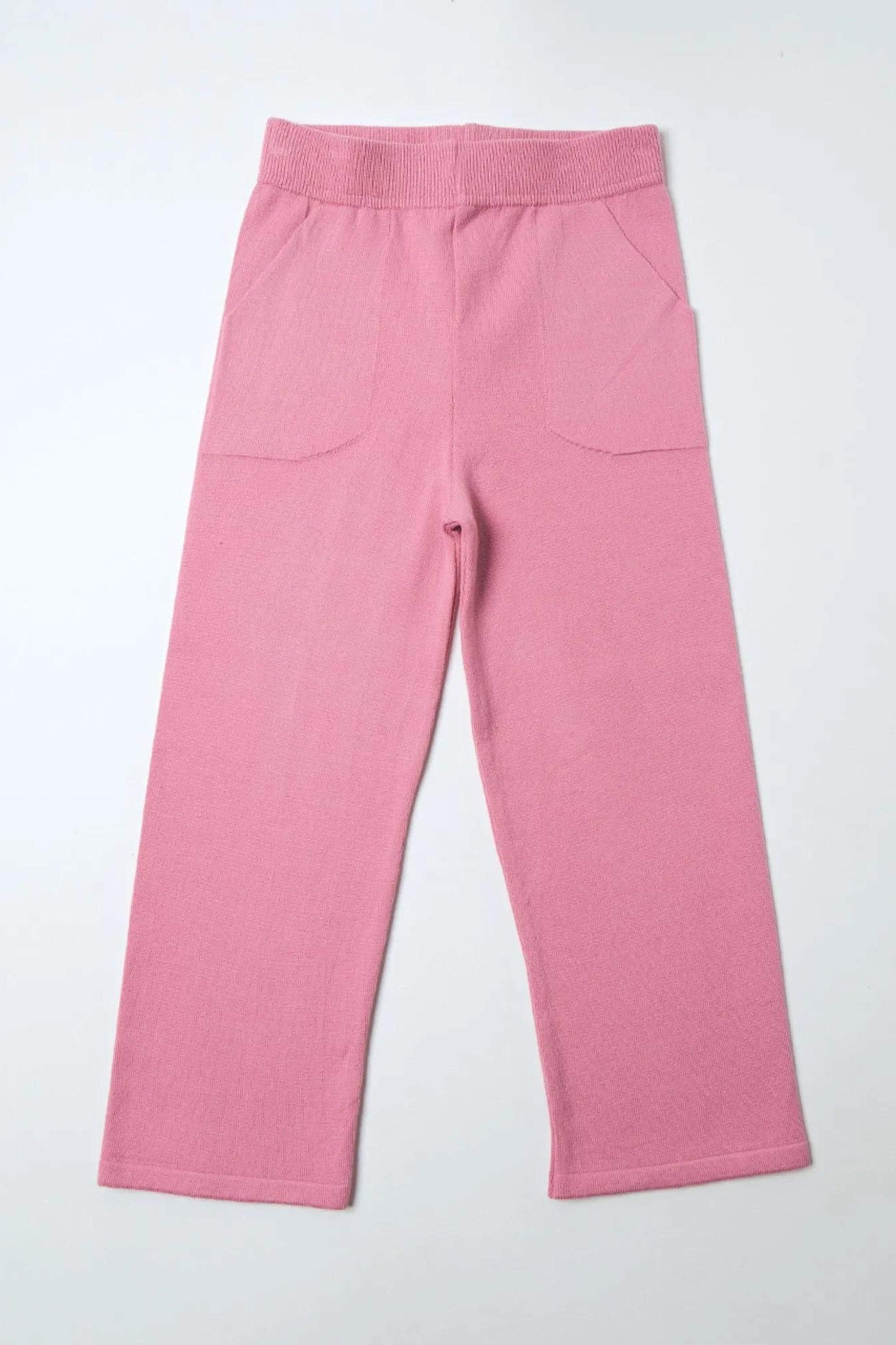 Calça Infantil em Tricô Modelagem Wide Rosa Bebelândia