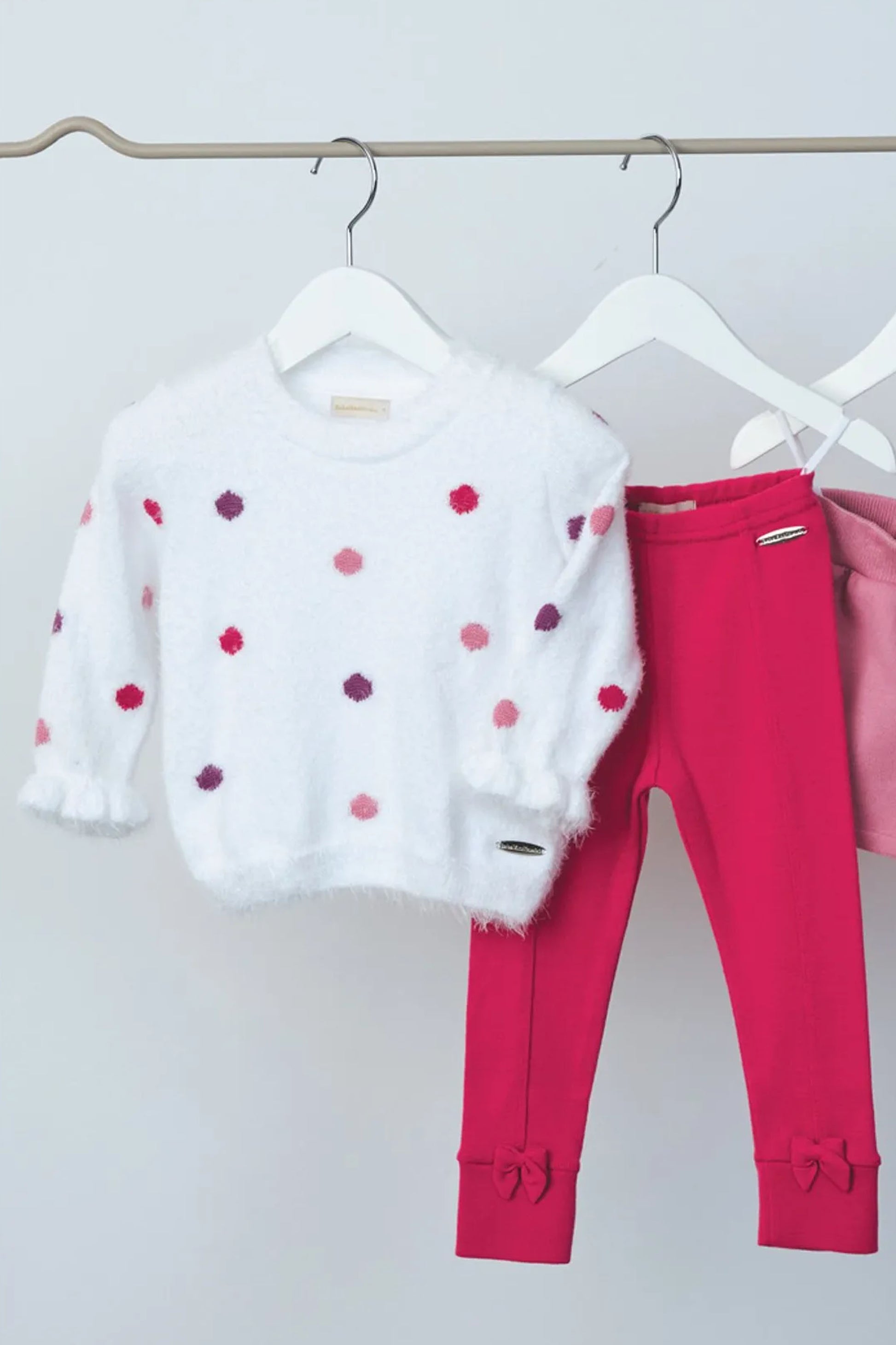 Malha Infantil Peludinha Poá Rosa e Lilás Bebelândia