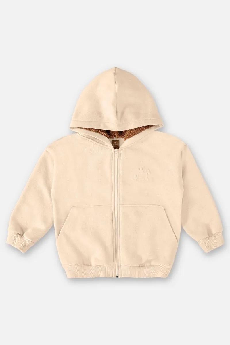 Jaqueta infantil para Meninos em Moletom Bege