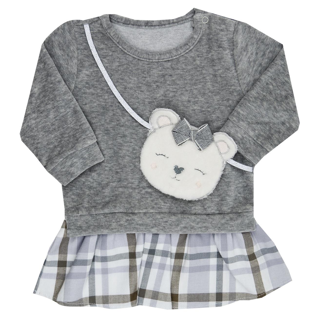 Vestido Infantil Cinza Little Bear