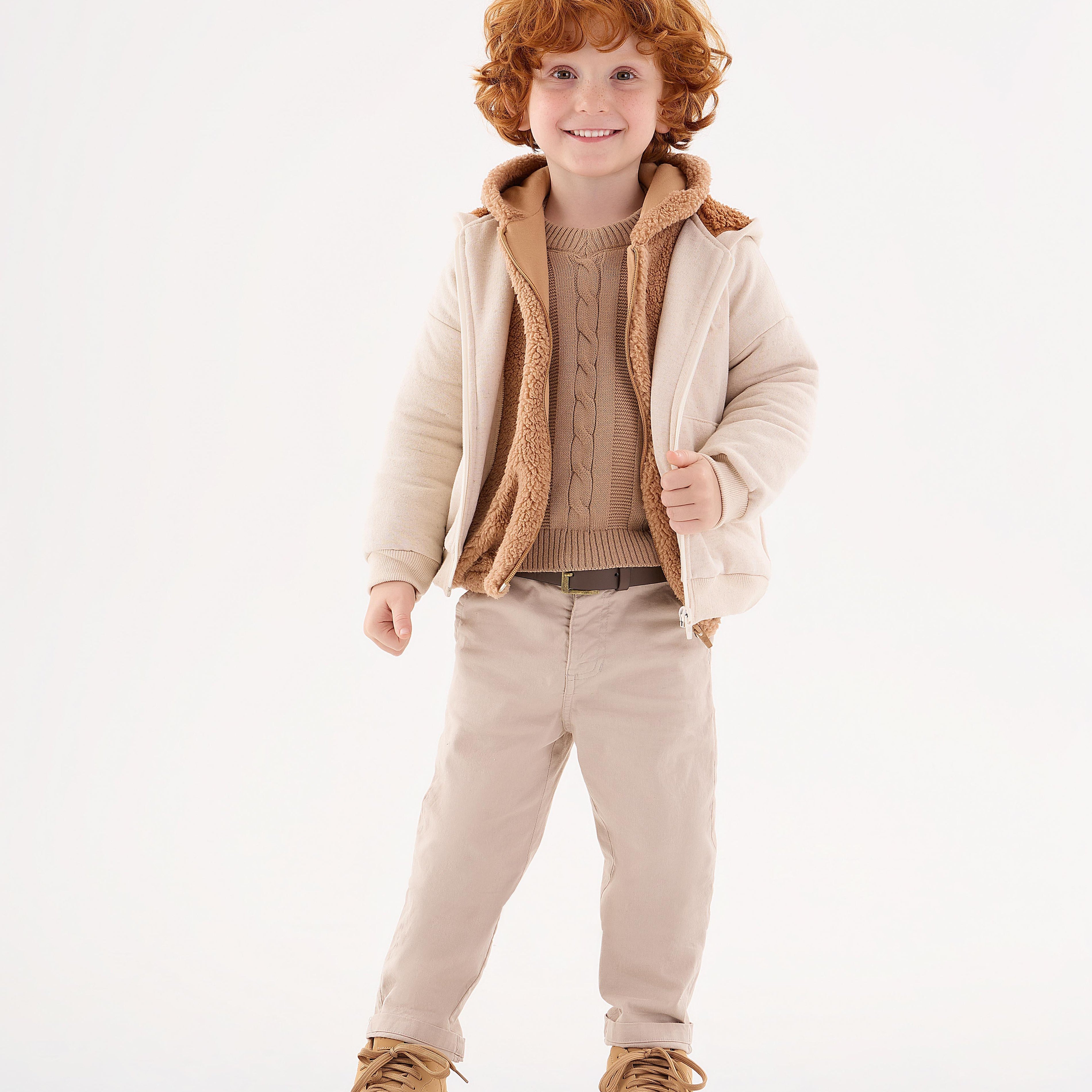 Jaqueta infantil para Meninos em Moletom Bege