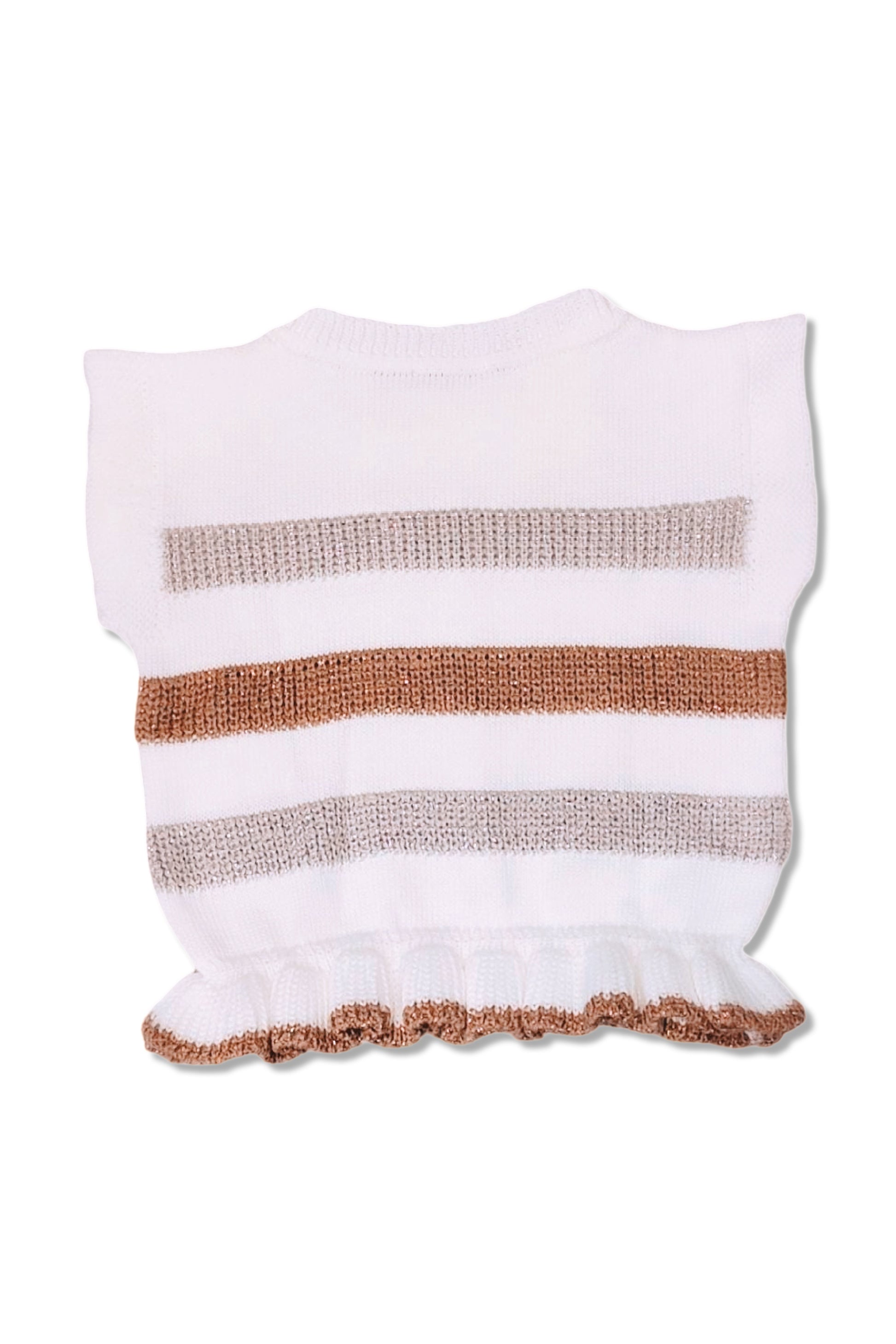 Colete Infantil Listrado Lurex Branco