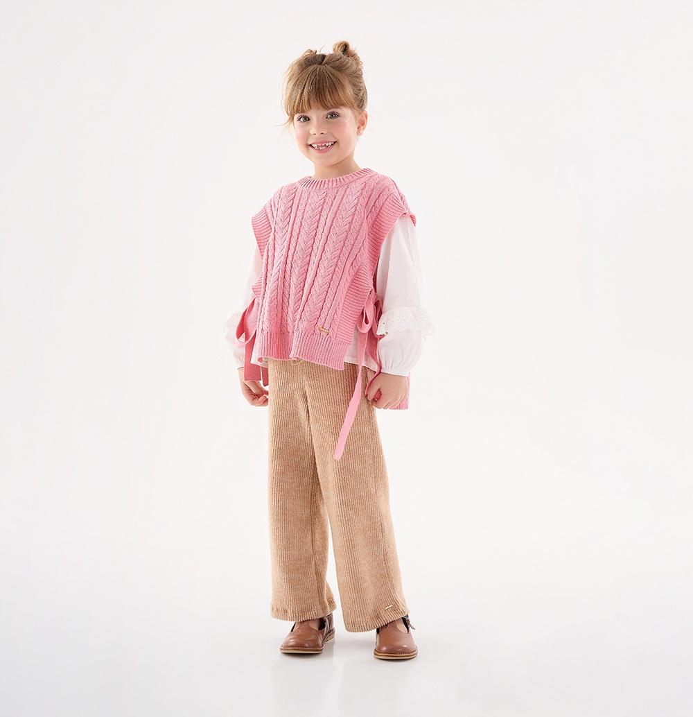 Colete Tricot Infantil Rosa