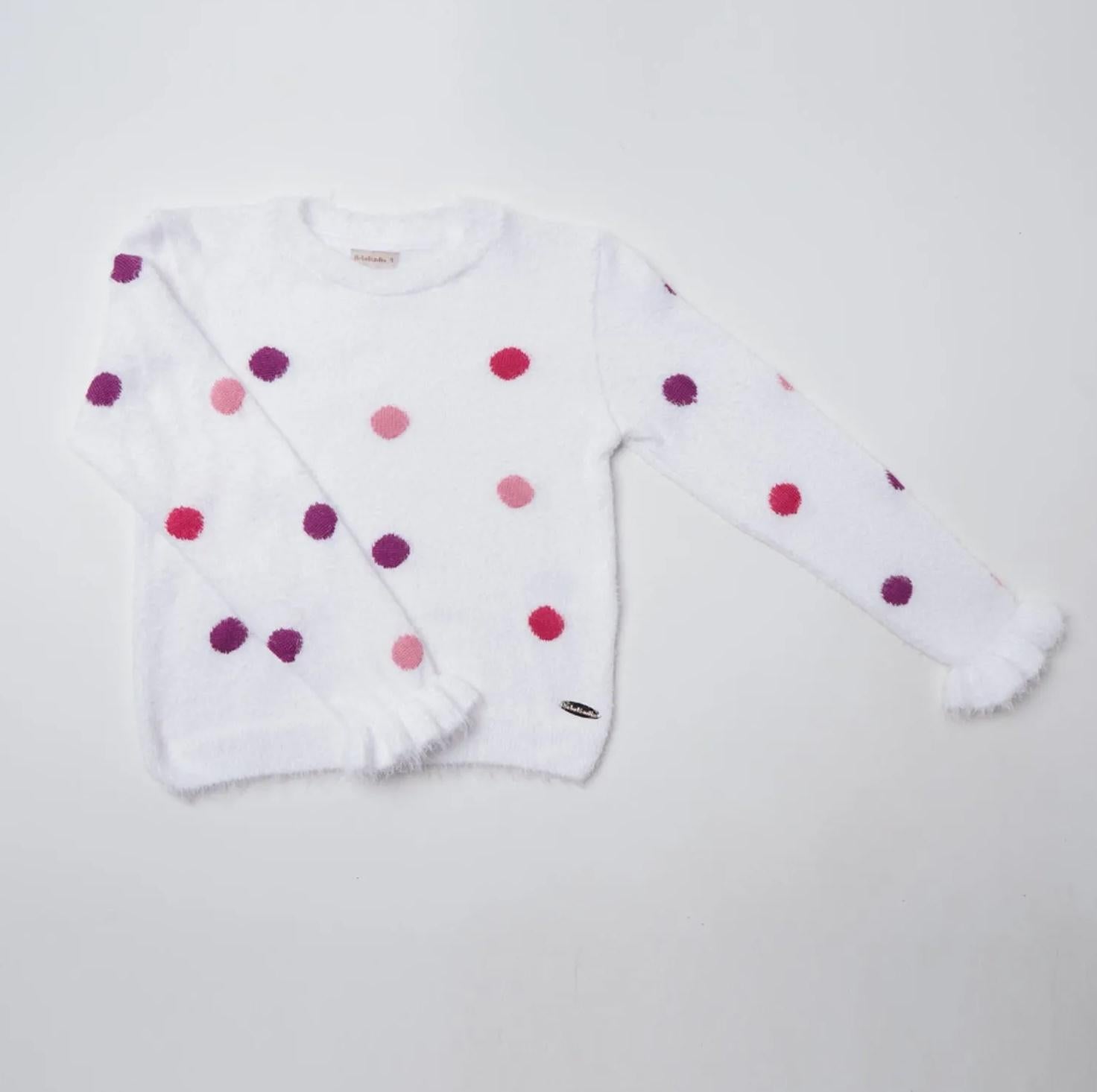 Malha Infantil Peludinha Poá Rosa e Lilás Bebelândia